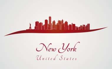 New york skyline kırmızı