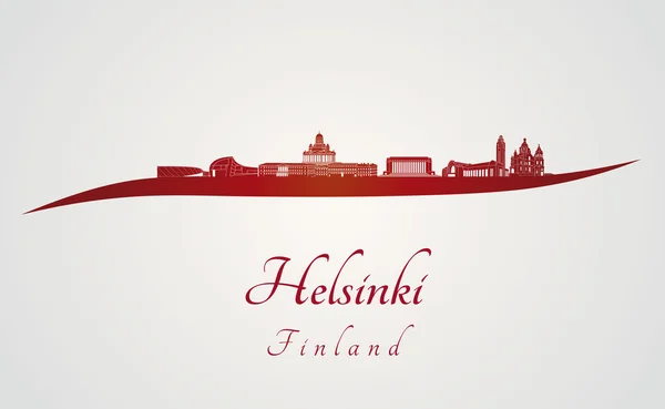 Helsingfors skyline i rött — Stock vektor