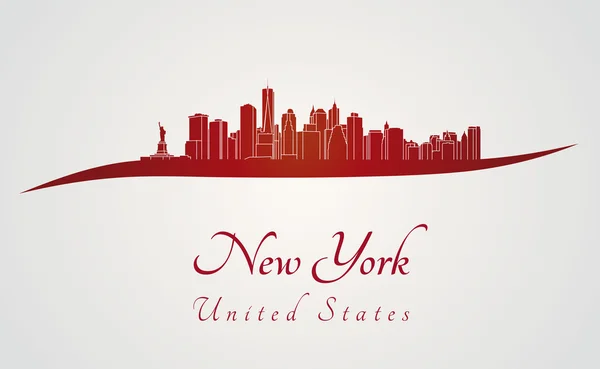 New York Skyline in Rot — Stockvektor