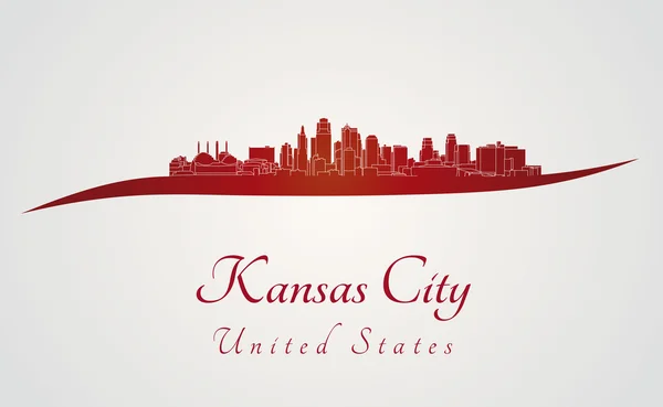 Kansas city skyline i rött — Stock vektor