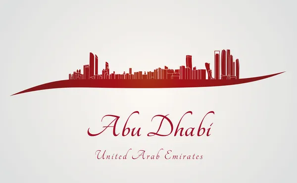 Skyline de Abu Dhabi en fondo rojo y gris — Vector de stock