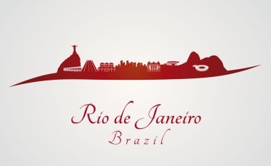 Rio de Janeiro skyline in red