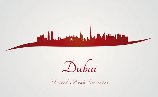 Dubai skyline in red — Stock Vector