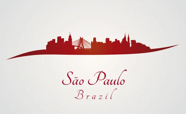 Sao paulo skyline in het rood — Stockvector