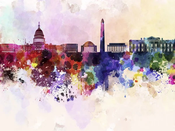 Washington dc Panorama v akvarel zázemí — Stock fotografie