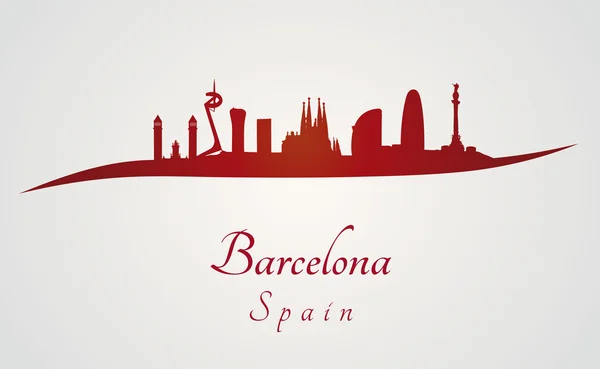 Barcelona skyline in red — Stock Vector