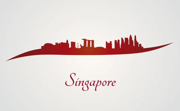 Skyline Singapour en rouge — Image vectorielle