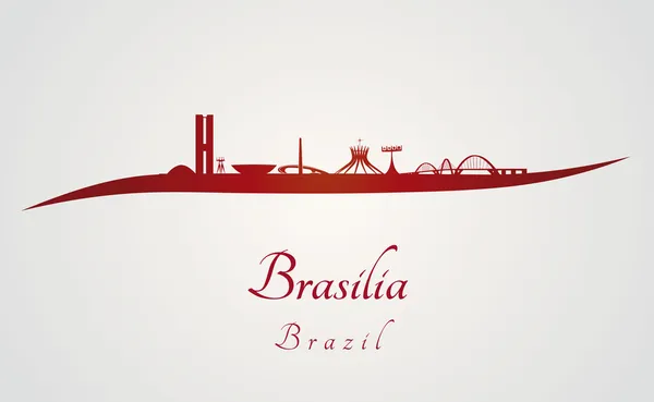 Skyline Brasilia en rojo — Vector de stock