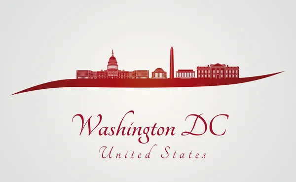 Skyline Washington DC in rosso — Vettoriale Stock