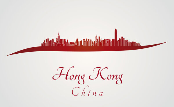 Небо Гонконга в красном цвете
