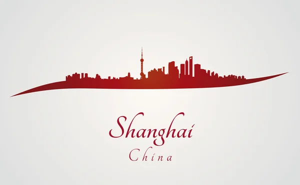 Shanghai skyline in red — Stock Vector