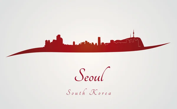 Skyline di Seoul in rosso — Vettoriale Stock