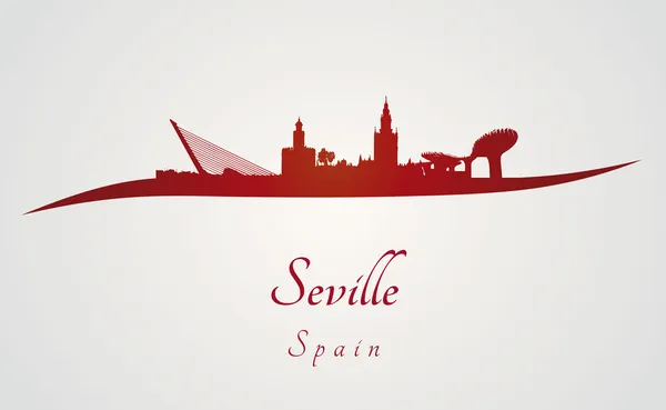 Sevilla Skyline in Rot — Stockvektor