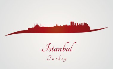 İstanbul siluetinin kırmızı