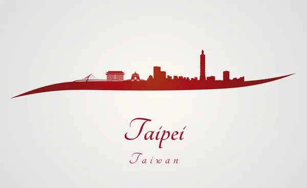 Skyline di Taipei in rosso — Vettoriale Stock