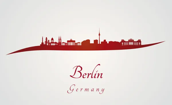 Berlin skyline i rött — Stock vektor