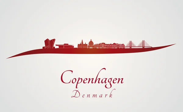 Skyline de Copenhague en rojo — Vector de stock