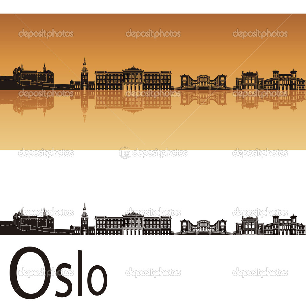 Oslo skyline in orange background