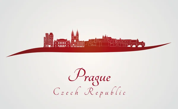 Prague skyline in red — Stock Vector