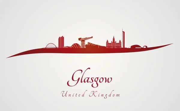 Glasgower Skyline in Rot — Stockvektor