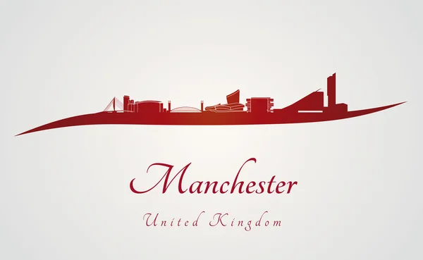 Skyline von Manchester in Rot — Stockvektor