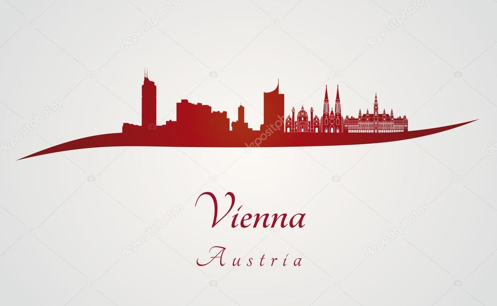 Vienna skyline in red