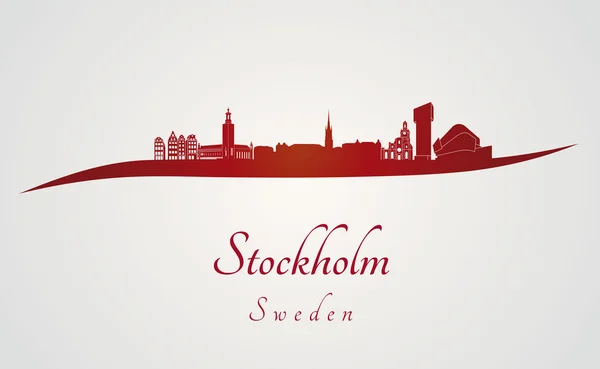 Stockholm skyline en rouge — Image vectorielle