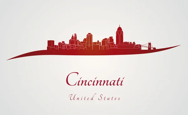 Skyline di Cincinnati in rosso — Vettoriale Stock