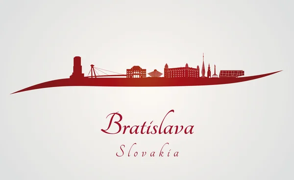 Skyline di Bratislava in rosso — Vettoriale Stock