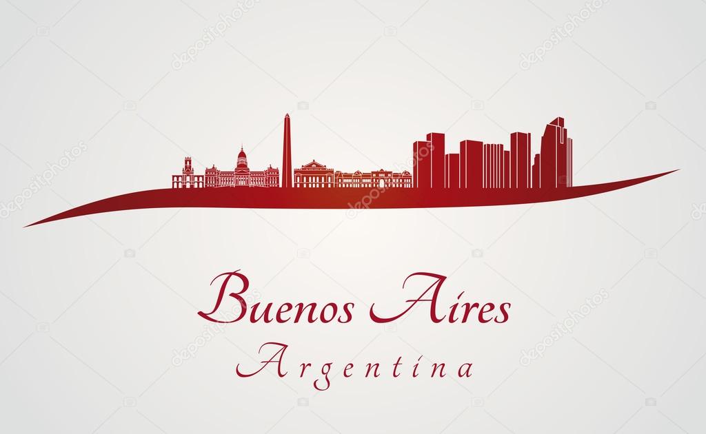 Buenos Aires skyline in red