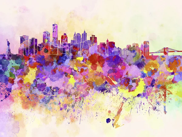 New York skyline in watercolor background — Stock Photo, Image