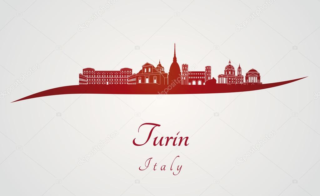 Turin skyline in red