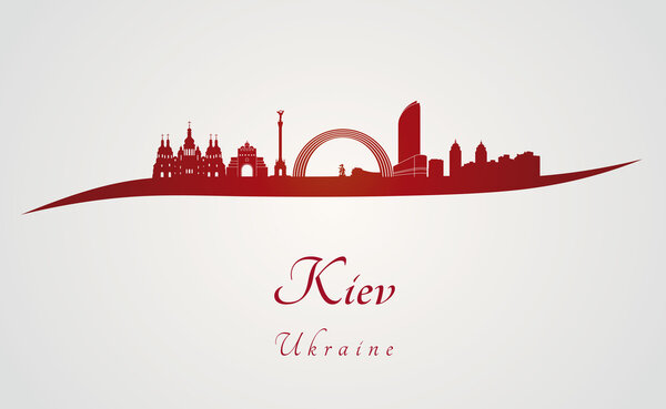 Kiev skyline in red