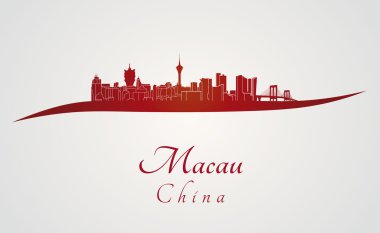Macau skyline in red clipart
