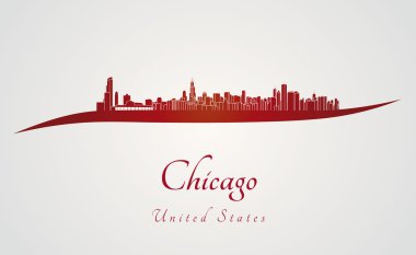 Chicago skyline kırmızı