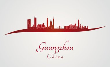 Guangzhou skyline kırmızı
