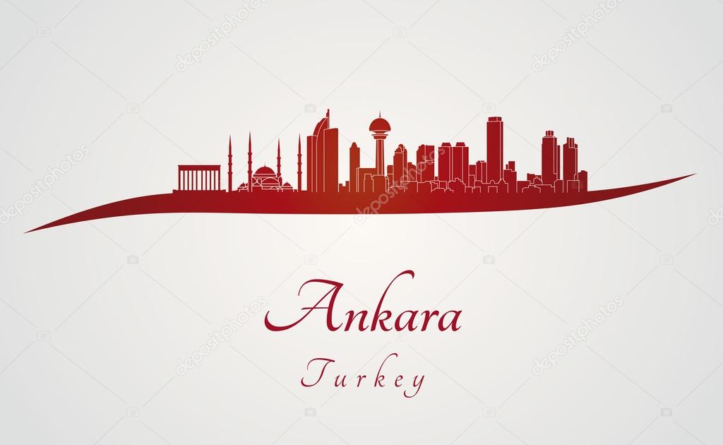 Ankara skyline in red