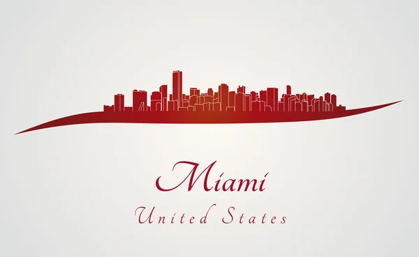 Skyline de Miami en rojo — Vector de stock