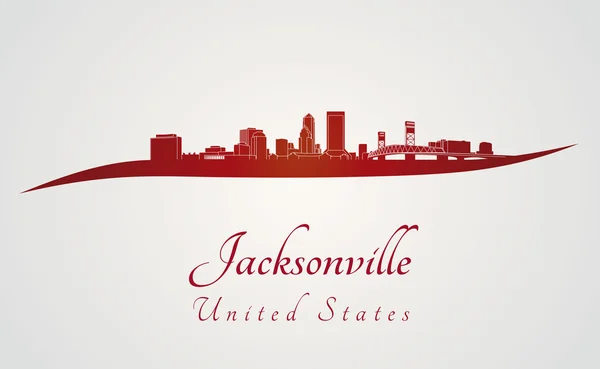 Jacksonville skyline-piros — Stock Vector