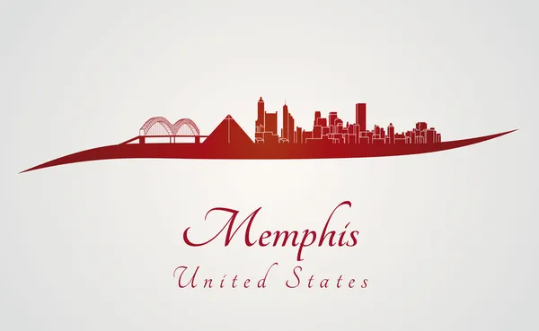 Skyline di Memphis in rosso — Vettoriale Stock