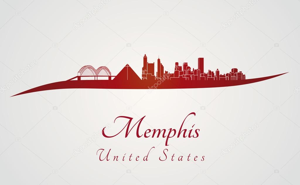 Memphis skyline in red