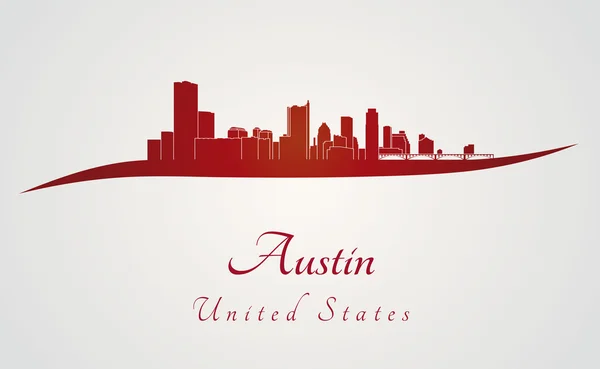 Austin skyline en rojo — Vector de stock