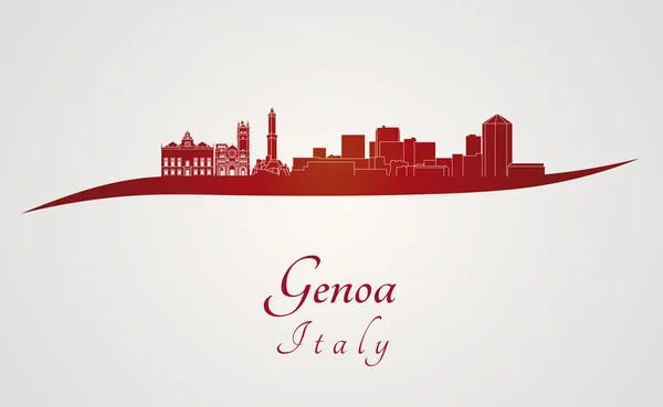 Genua Skyline in Rot — Stockvektor