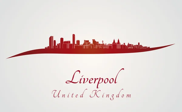 Liverpool skyline in red — Stock Vector