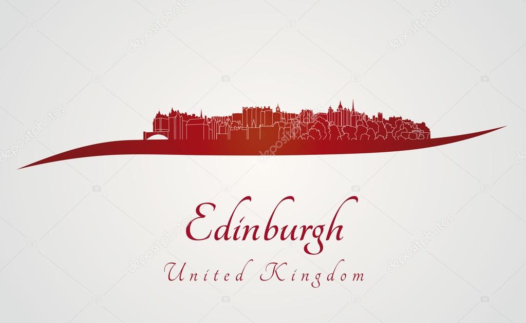 Edinburgh skyline in red