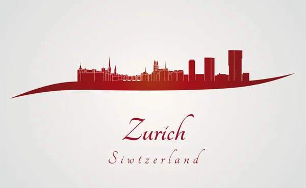 Zürichs Skyline in Rot — Stockvektor