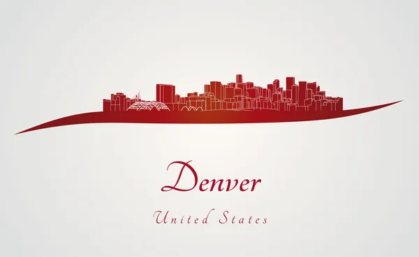 Denver skyline-piros — Stock Vector