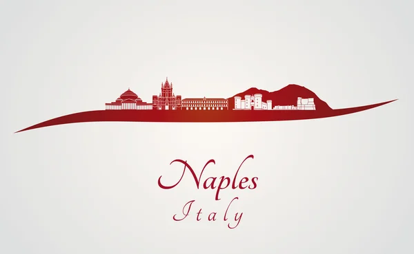 Napoli skyline kırmızı — Stok Vektör