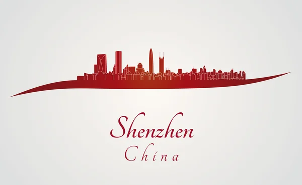 Shenzhen skyline in het rood — Stockvector