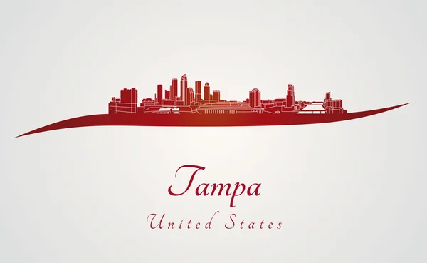 Tampa skyline i rött — Stock vektor